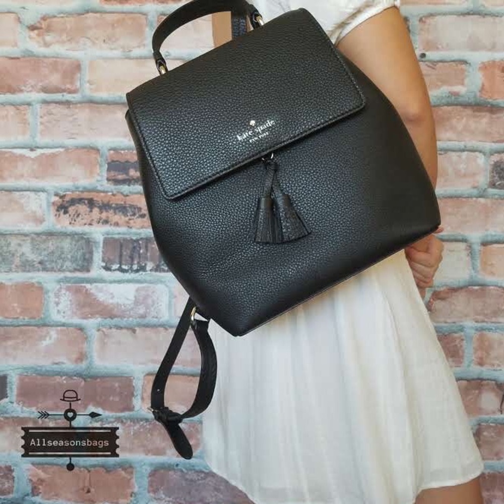 Kate spade medium Hayes flap backpack black bag - Picture 1 of 8